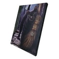 thumbnail image 2 of Brush With Magick Black Cat With Pentagram Broom Wood Framed Canvas Wall Decor, 2 of 5