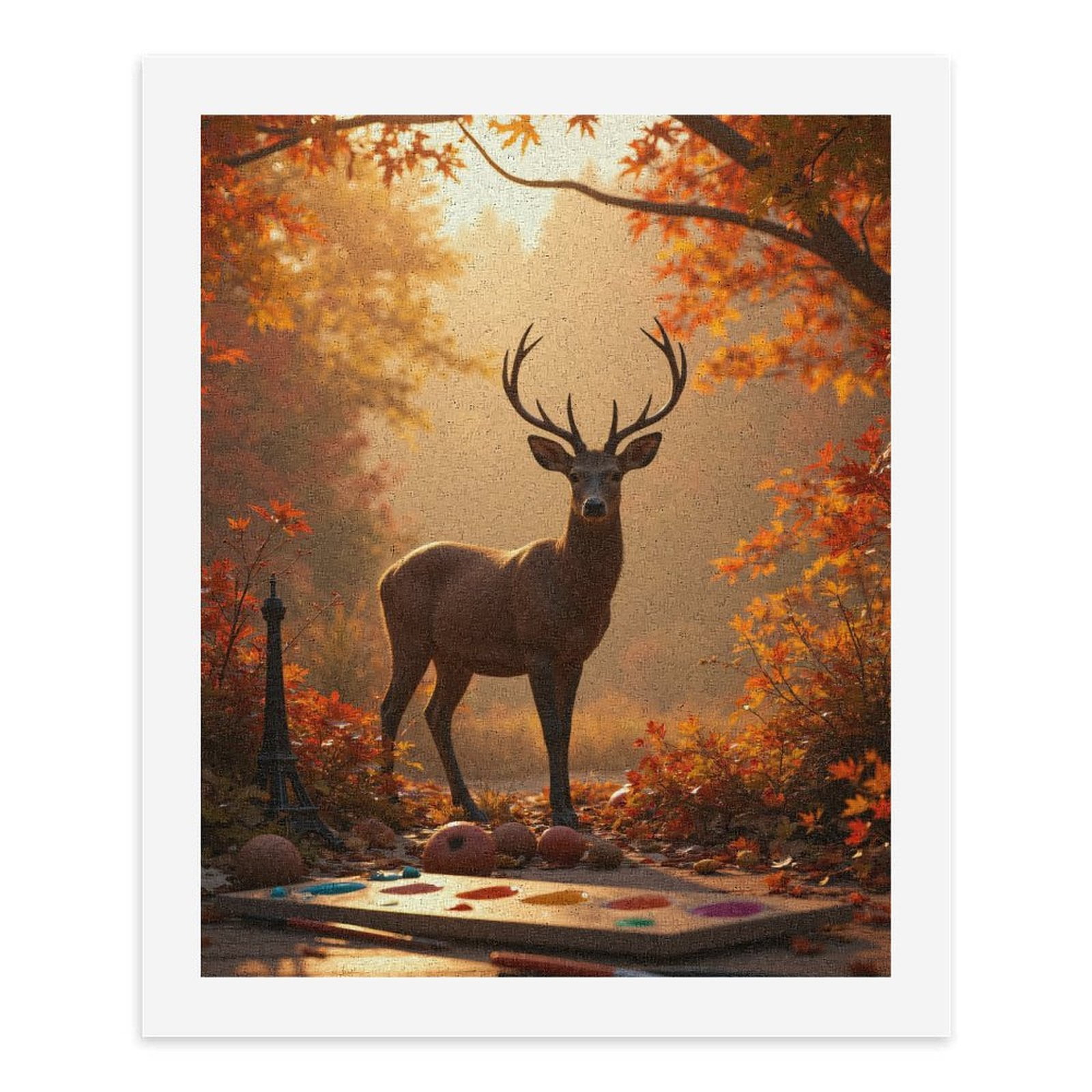 Paint By Numbers Kit for Adults Beginner - Deer Autumn Leaves Art Supplies DIY Canvas Painting Kits for Adults, Frameless Paint By Number for Adults for Home Wall Decor 16x20 Inch