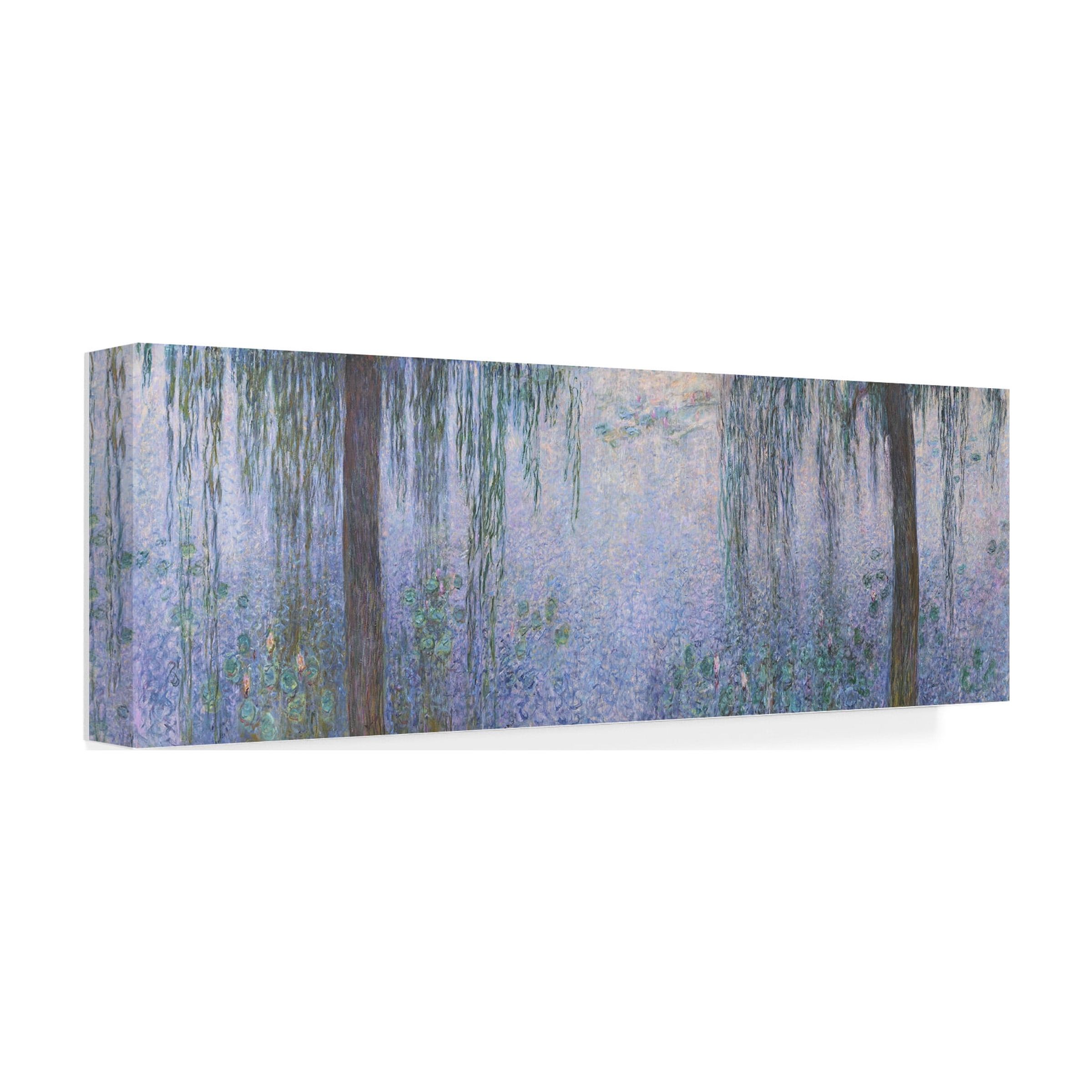 Trademark Fine Art Monet The Water Lillies Clear Morning With Willows Canvas Wall Art - 16x47