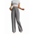 thumbnail image 4 of Women Wide Leg Pants High Waisted Business Casual Work Trousers Dressy Pants with Pockets Light Gray XL, 4 of 10