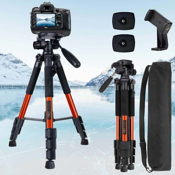 UEGOGO 140cm Adjustable Metal Studio Tripod for DSLR Camera with Tablet Smartphones Holder, Orange,