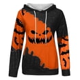 thumbnail image 4 of Women Hoodies Halloween Casual Colorblock Pumpkin Face Print Sweatshirt Long Sleeve Pullover Tops Fall Winter Warm Orange XXL, 4 of 4