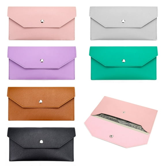 Sekonow 6 Pack Cash Envelope Wallet, Money Organizer Holder Reusable PU Leather Budget Money Bag Pouch, Slim Cash Stuffing Wallet for Cash Saving Budgeting Receipt Bill Check
