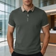 thumbnail image 7 of DPTALR Men's Casual Contrast Trim Short Sleeve Button Polo Shirt,Army Green,Big Men's,Tall Men's L,Young Men's T-shirt, 7 of 7