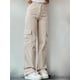 thumbnail image 4 of Pantalones vaqueros cargo de pierna recta para mujer, cintura alta, ajuste relajado, pantalones cargo de mezclilla, pantalones casuales holgados con bolsillo con solapa, 4 of 4