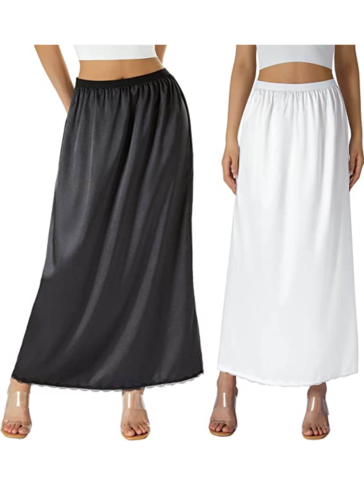Hirigin Half Slip for Women Under Dress Plus Size Long Satin Underskirt