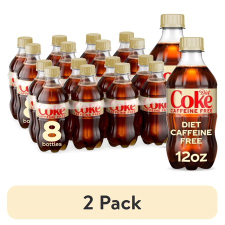 (2 pack) Diet Coke Caffeine-Free Soda Pop Bottles, 12 fl oz, 8 Pack