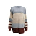 thumbnail image 4 of IROINNID Womens Sweater Round Neckline Pullover Sweater Color Block Leisure Mid-Length Long Sleeve Knitting Sweatshirt Tops Blouse Matching Sweater, 4 of 7