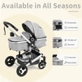 thumbnail image 4 of AILEEKISS 3-in-1 Convertible Baby Stroller with Big Seat and Adjustable Canopy, 24 Pounds, Light Grey, 4 of 13