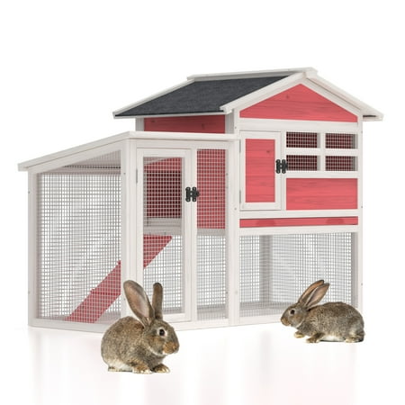 Condition photo showing New/Like New for gojooasis rabbit hutch indoor  chicken coop outdoor with waterproof roof & running cage large bunny cage with ramp & removable tray 2 story