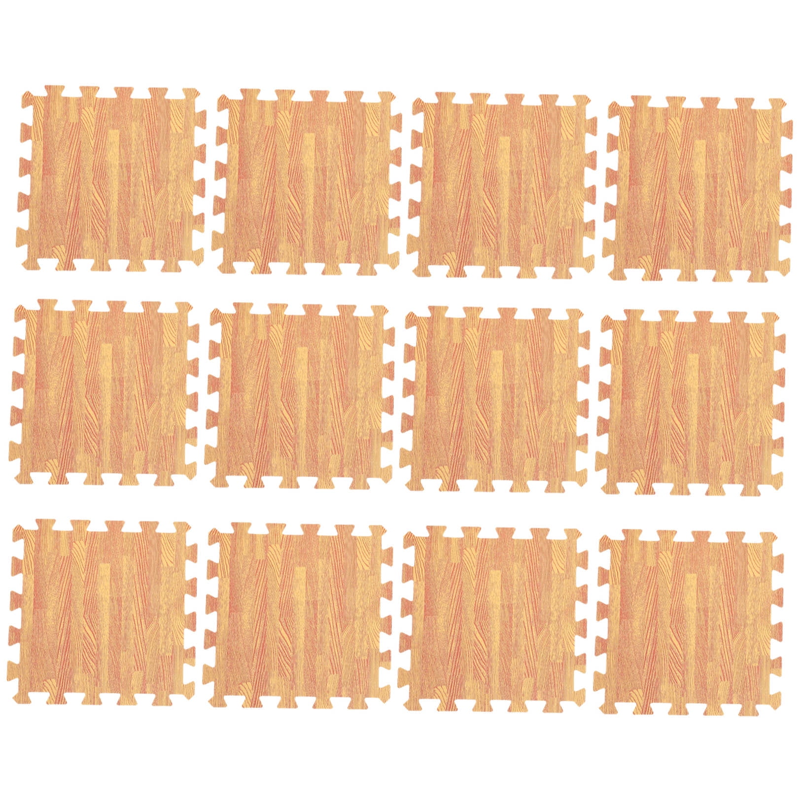 Raindrops  12 Pcs Wood Grain Foam Floor Mat Pit Play Carpet Tiles Baby