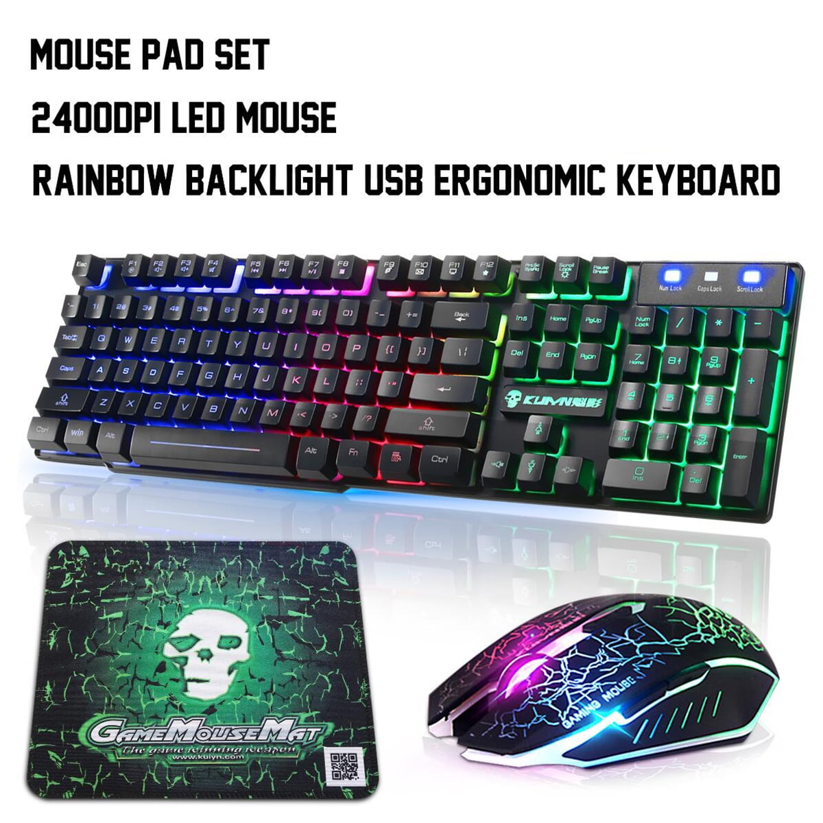 Rainbow Backlit Keyboard and Mouse Sets For PS4 PS3 Xbox One PC T6 Gaming 