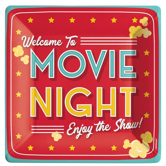 Movie Night Popcorn 10.5" Plate, 20ct