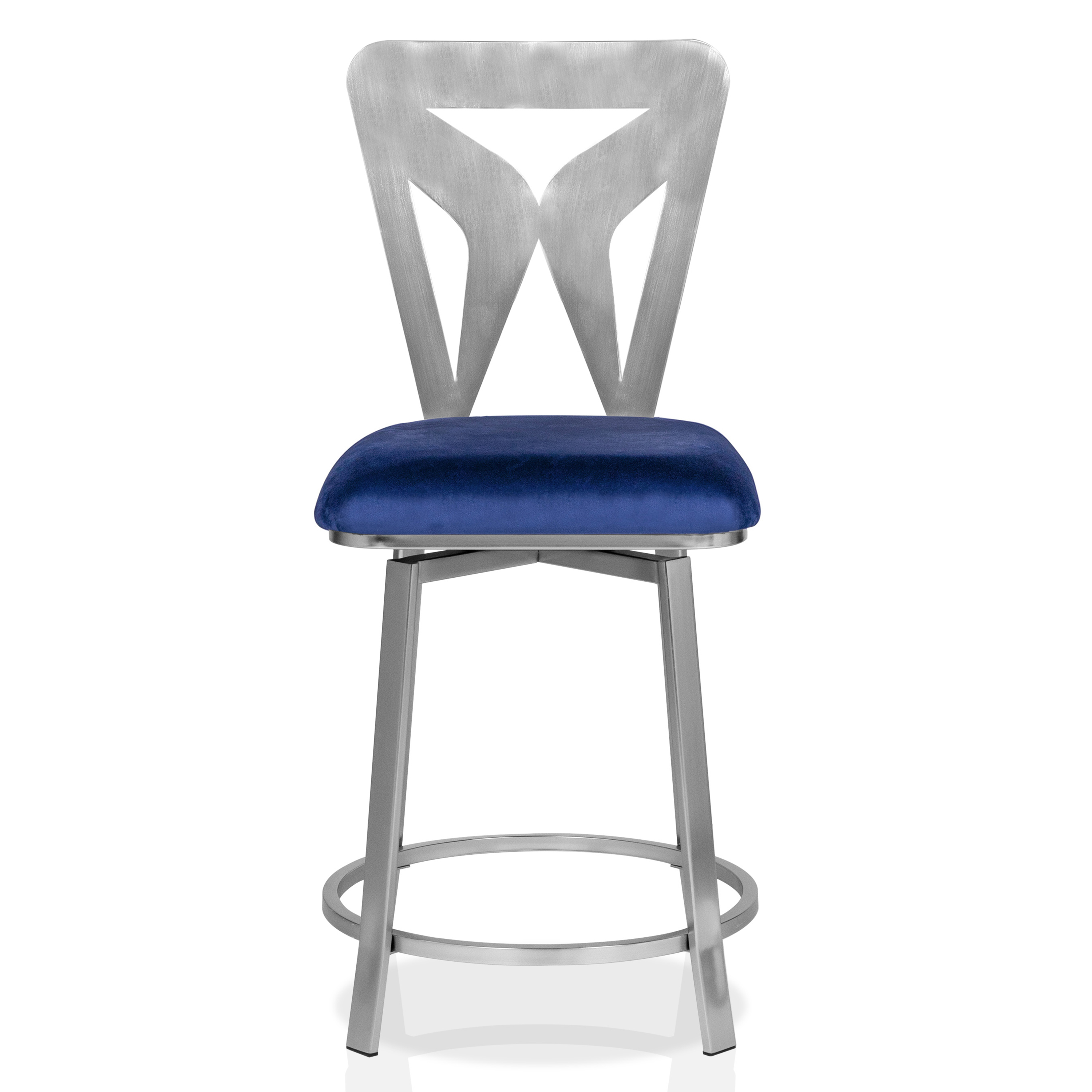 Furniture of America Harper Metal Swivel Stool-Set of 2, Navy, 24-in