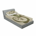thumbnail image 3 of Ambesonne Colorful Fitted Sheet & Pillow Sham Set, Lizard Pattern, Queen, Green Tan, 3 of 3