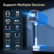 [Netflix Ready] Smart Projector with WiFi and Bluetooth, 4K 1080P Support, Electric Focus & Auto Keystone, Rotatable & Height-Adjustable Stand, Max 250 Screen