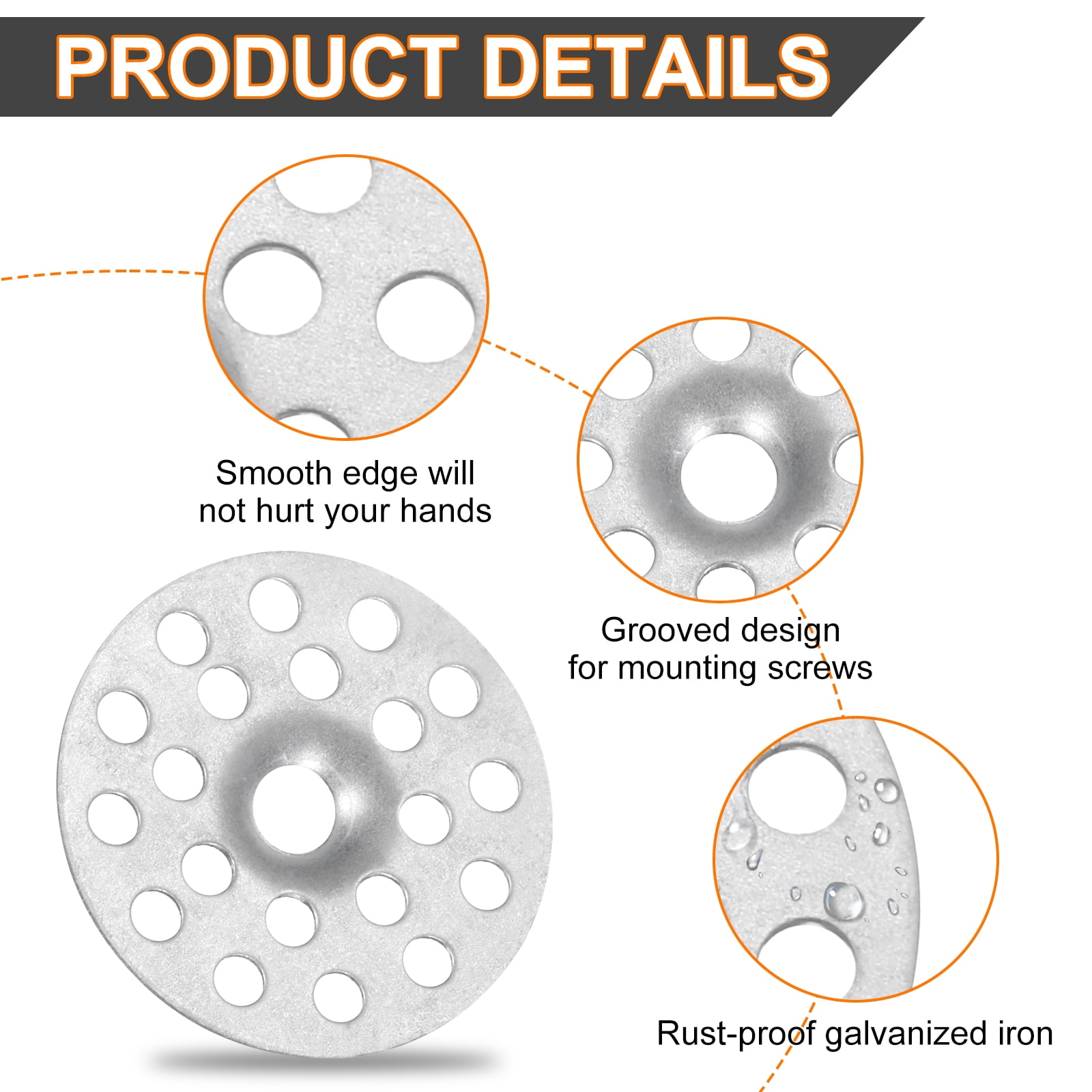 500pcs Plaster Washers 1 Inch Plaster Repair Rings Buttons Zinc Plated Metal Washer Flat Profile Washers for Wall Ceiling Drywall Repair
