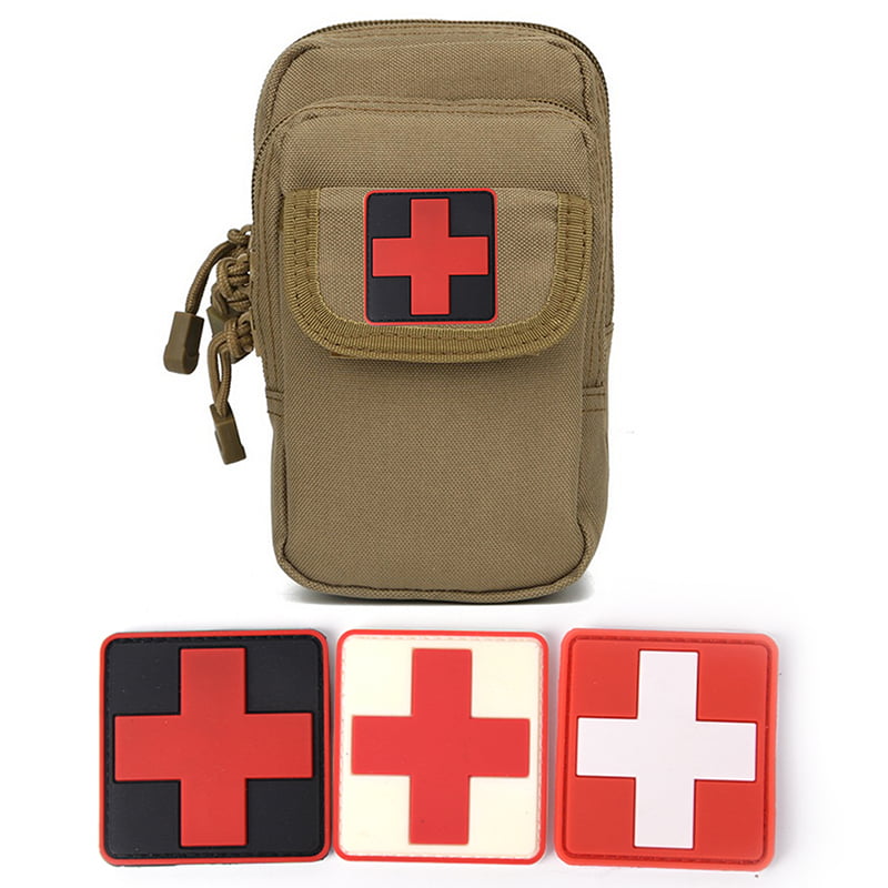 Outdoor Survivals First Aid PVC Red Cross Hook Loops Fasteners Badge Patch 5×5G$ 