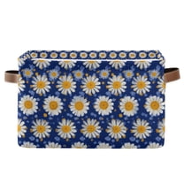 Yayeee Canvas Storage Basket with Handles for Shelves Fabric Bins Closet Organizer, Elegant Daisy Pattern