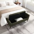 thumbnail image 3 of HOQBN 60" Modern Storage Bench with Mid-Centruy Wood Legs,Bench with Storage for Living Room, Bedroom Olive Green, 3 of 9