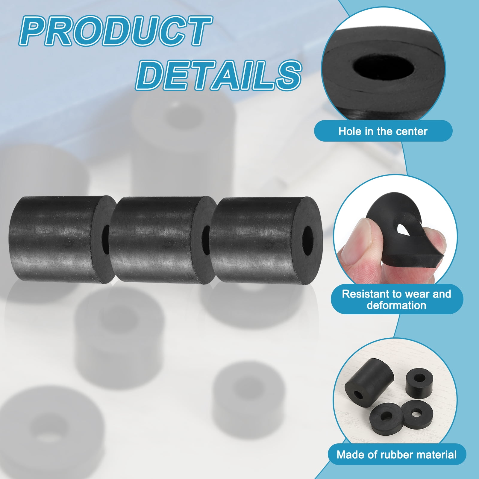 16pcs Rubber Spacers 30mm OD x 10mm ID x 30mm Height Round Anti Vibration Spacer
