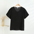 thumbnail image 2 of Qtocio Womens Tees,Summer Fashion Casual Solid Color Short Sleeve Ruched Crew Neck T Shirts Tee Comfy Ladies Tunics Soft Breathable, 2 of 4