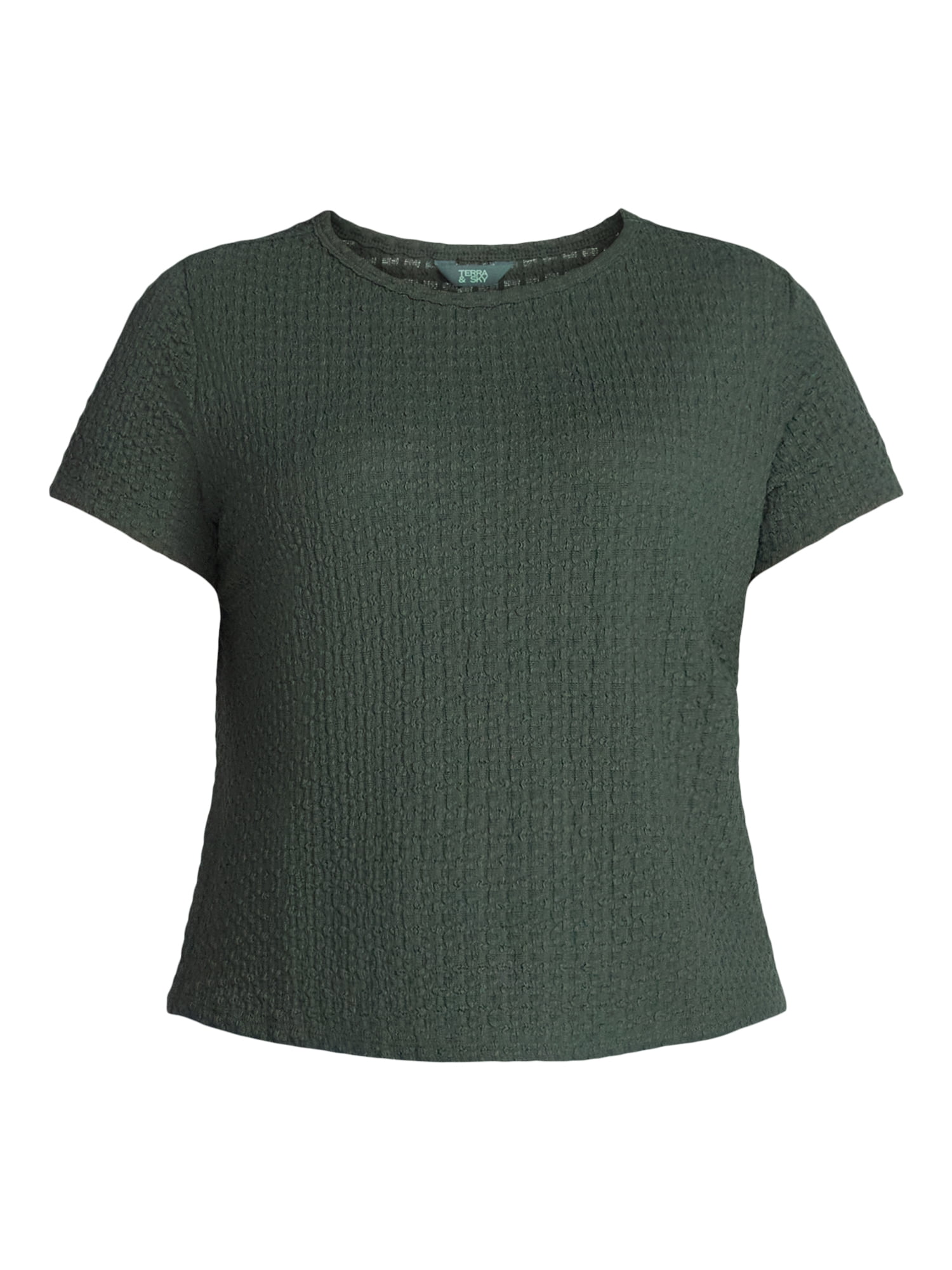Terra & Sky Women's Plus Short Sleeve Pucker Knit Top, Sizes 0X-5X