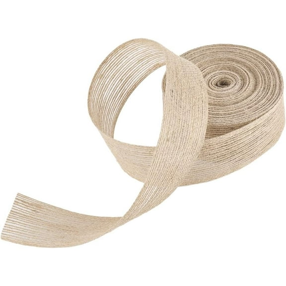 1set 1 Roll Burlap Ribbon Hessian Ribbon Jute Ribbon Tan 1-1/2 inch(38mm) 10m/roll
