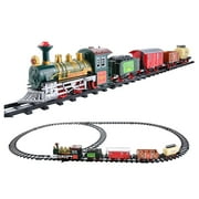 Guvpev Lights And Sounds Christmas Train Set Railway Tracks Toys Train Gift - As Shown
