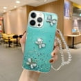 thumbnail image 2 of for iPhone 13 Pro Max Bling Glitter Butterfly Case Girls Women Cute Luxury Sparkle Diamond Charm Bracelet Protective Phone Case, 2 of 11