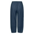 thumbnail image 4 of Frostluinai Cotton Linen Harem Pants for Women Wide Leg Elastic Waisted Lounge Pants Solid Color Beach Vacation Capris Loose Fit Leggings with Pockets, 4 of 6