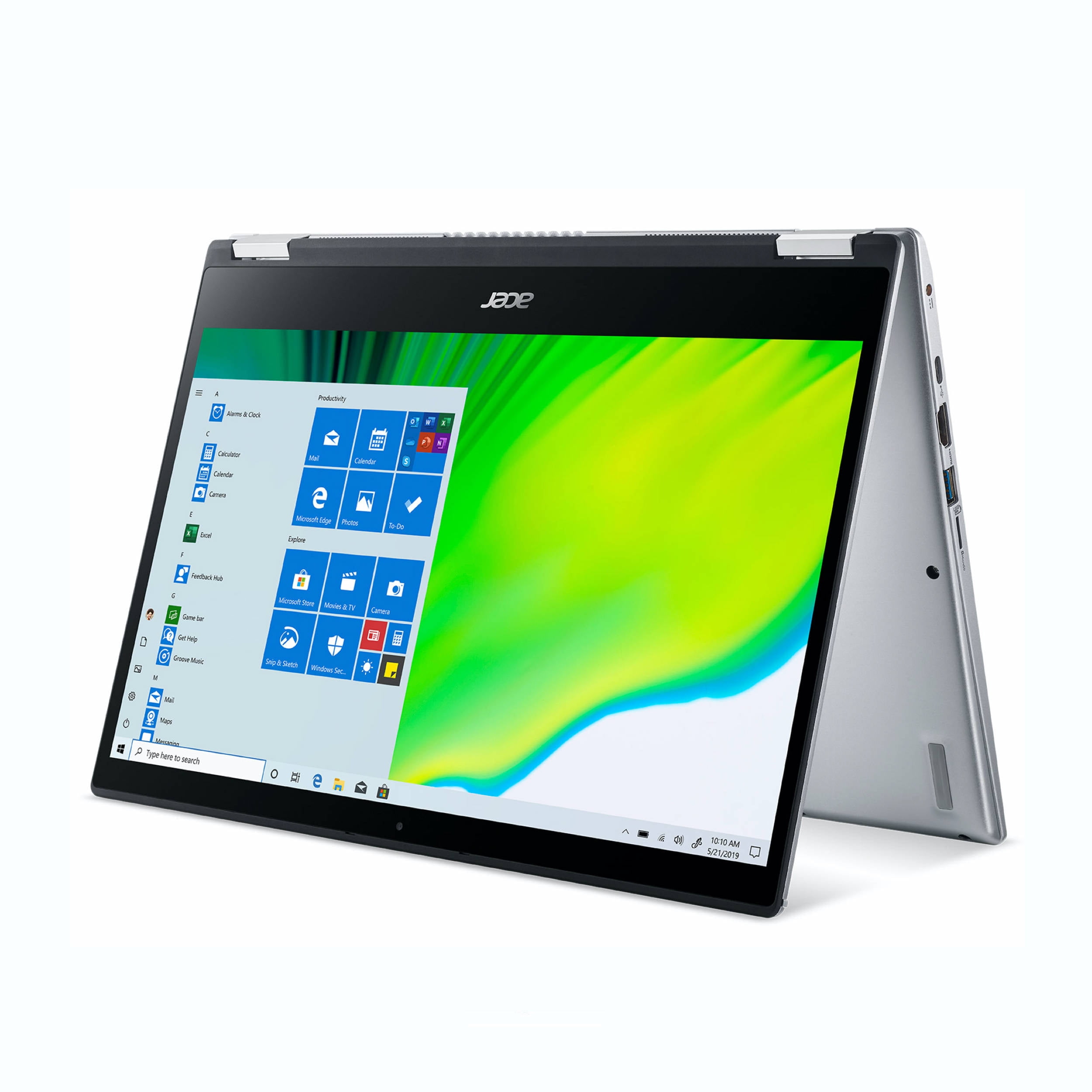 Refurbished Acer Spin 3 14" Touchscreen 2-in-1 Laptop, AMD Ryzen 3 3250U, 4GB RAM, 128GB SSD, Windows 10 Home in S mode, Pure Silver, SP314-21-R56W