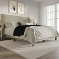 thumbnail image 2 of Home Design Sidney Full Upholstered Panel Bed with Durable Engineered Wood and Recycled Materials, Dark Beige, Easy Assembly, 2 of 5