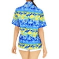 thumbnail image 2 of HAPPY BAY Women's Relaxed Fit Beach Blouses Holidays Short Sleeve Vacation Hawaiian Shirt Button Down Dressy Shirts For Women XL Aloha, Blue, 2 of 5