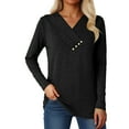 thumbnail image 2 of larppty Women Long Sleeve Tunic Tops V Neck Button Loose T Shirts 2025 Fall Dressy Casual Blouse Sweatshirt Fashion Clothing (Black, S), 2 of 6