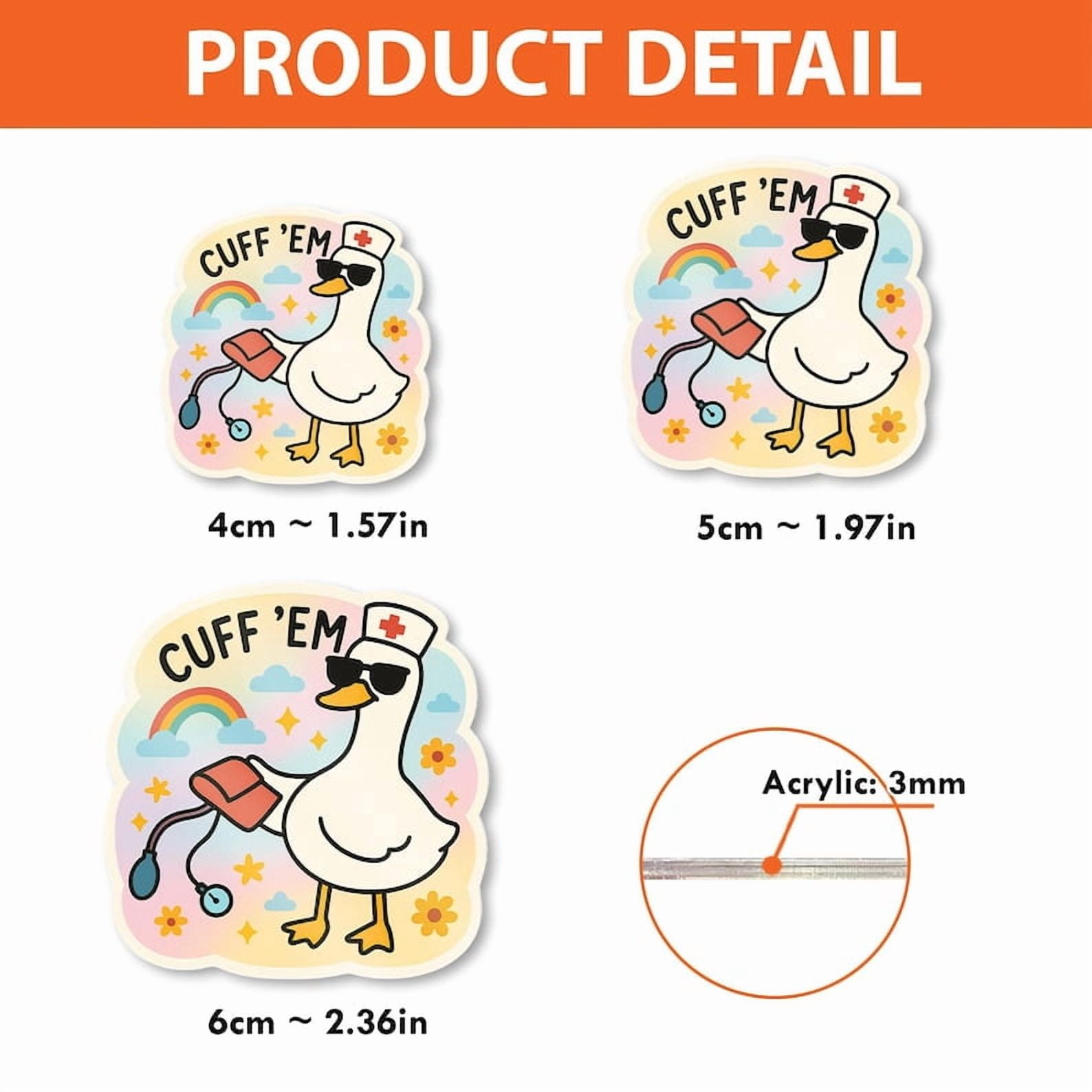 ViciArt Cuff ’Em Funny Goose Nurse Badge Reel, Acrylic Retractable ID Holder, Belt Clip