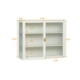 thumbnail image 2 of 27.56"Modern Wall Cabinet with Glass Doors, Bathroom Cabinet with Featuring Three-tier Storage for Entryway Living Room, Bathroom or Dining Room, White, 2 of 6