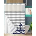 thumbnail image 3 of No Hook Shower Curtains, Anchor Gray Long Bathtub Curtains with Snap in Liner, Modern Navy Blue White Striped Nautical Waterproof Washable Fabric Bathroom Shower Curtain Sets, 72" x 84", 3 of 7