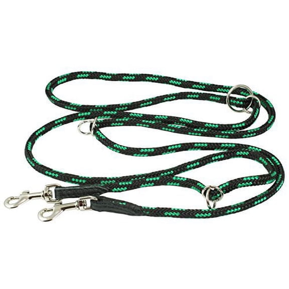 Adjustable Multifunctional Rope Dog Leash 42"-70" Green/Black Xsmall 1/4" (6mm) Diam