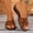 Brown, variant on Women's Wedge Sandals Open Toe Croco Pattern Mules Beach Slides Summer Vacation Comfort Shoes