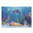 thumbnail image 1 of Turtle Cutting Board, Underwater World Style Illustration Funny Fish Jellyfish Sea Horse, Decorative Tempered Glass Cutting and Serving Board, Large Size, Purple Orange Aqua, by Ambesonne, 1 of 1