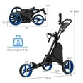 thumbnail image 3 of Topcobe Folding 3 Wheels Golf Push Cart with Bag Scoreboard Adjustable Handle, Outdoor Sports Equipment/Accessories-Blue, 3 of 10