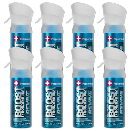 (8 pack) Boost Oxygen Portable Canned Oxygen, Peppermint, 3L