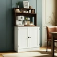 thumbnail image 4 of DIYART Farmhouse Bar Cabinet with Storage, Coffee Station Cabinet with 5 Hooks, Small Coffee Bar for Kitchen & Living Room, Antique White, 4 of 8