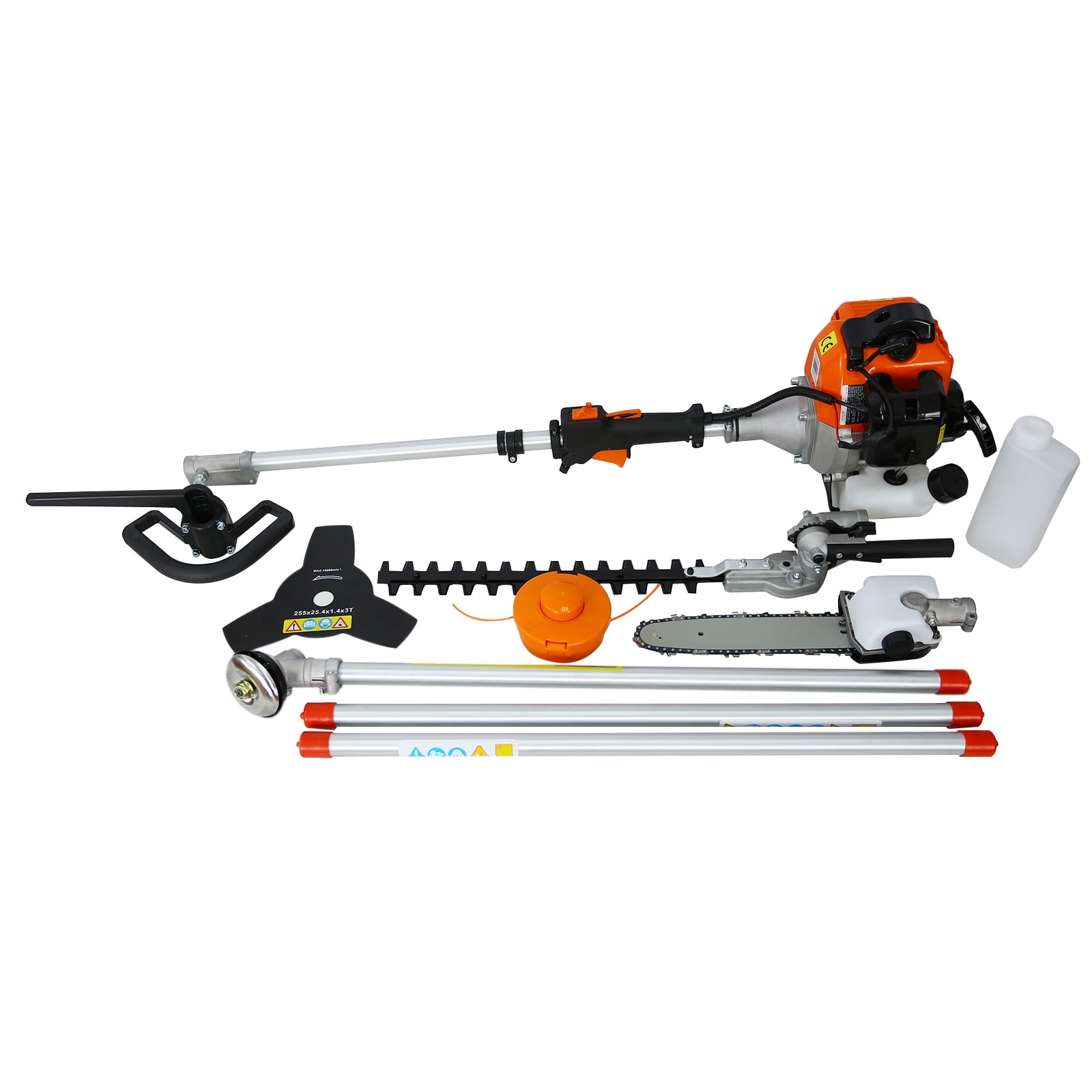 Legahome 33CC 2-Cycle Gas Powered Weed Eater, 4 in 1 Multi-Functional String Trimmer with Gas Pole Saw, Hedge Trimmer, Grass Trimmer, Brush Cutter, Lawn Trimmer for Grass Garden Yard, Orange/Black