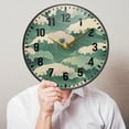 thumbnail image 6 of Yayeee Wall Clock Battery Operated 9.5" Silent Quartz Non-Ticking for Living Room Decor, Green Wave Pattern, 6 of 8