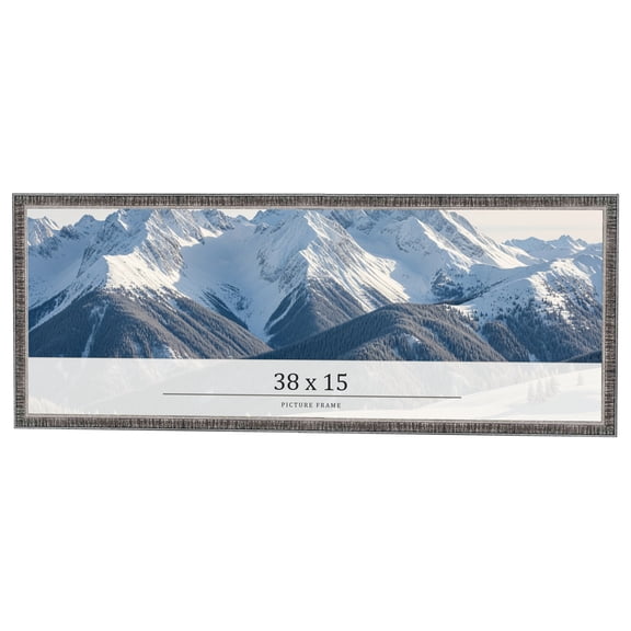 38x15 Frame Silver Grey Distressed Solid Wood Picture Frame | 0.75 Inch Moulding Width | Interior