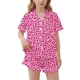 thumbnail image 2 of FAVIPT Pajamas Sets for Girls Summer Leopard Collared Short Sleeve T-Shirt and Shorts 2Pcs Pajama Button Down Loungewear Set Hot Pink,3-4Years, 2 of 7