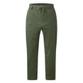 thumbnail image 6 of MRULIC jeans for men Home Men's Pants Pants Cotton-Linen Lightweight Elastic Waist Casual Loose Men's pants Men Casual Pants Green + M, 6 of 9