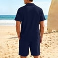 thumbnail image 4 of Domuza Short Sets 2 Piece Outfits for Men Casual Short Sleeve Collared Button Up Tee Shirts and Shorts 2026 New Trendy Vacation Beach Clothes Navy L, 4 of 5